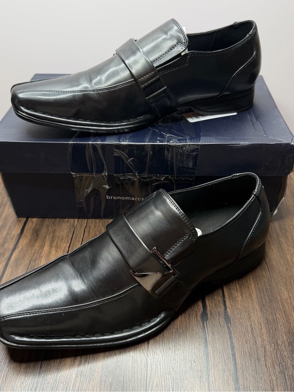 Men's Black Leather Slip-On Dress Shoes 8.5